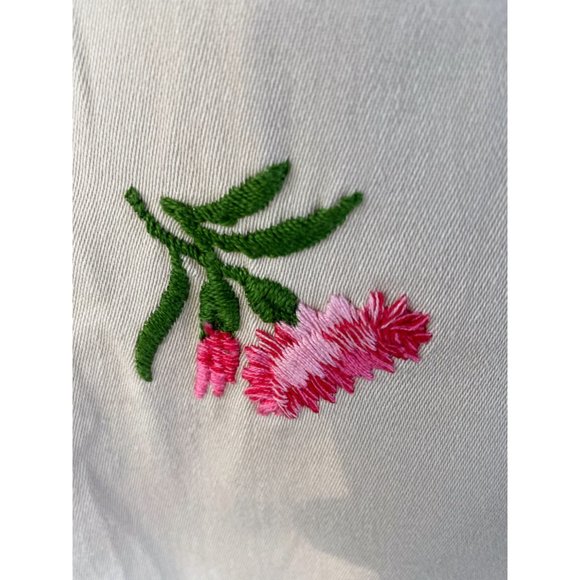 Vintage 1970s Cotton Wrap Skirt Embroidered Pink Flowers Sz M - Picture 5 of 12